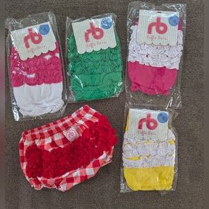Ruffle Buns Bundle of 5 Baby Girl Ruffle Diaper Covers Size 9-18 Months NWT